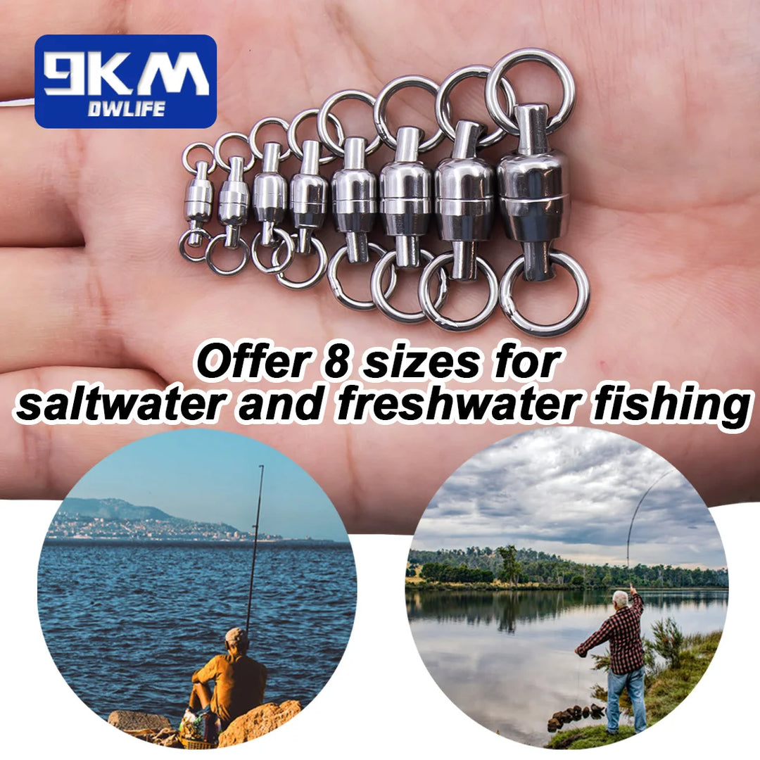 Ball Bearing Swivel 10~30Pcs Stainless Steel Solid Rings Fishing Swivels Saltwater Fishing Trolling Barrel Swivel Lure Connector