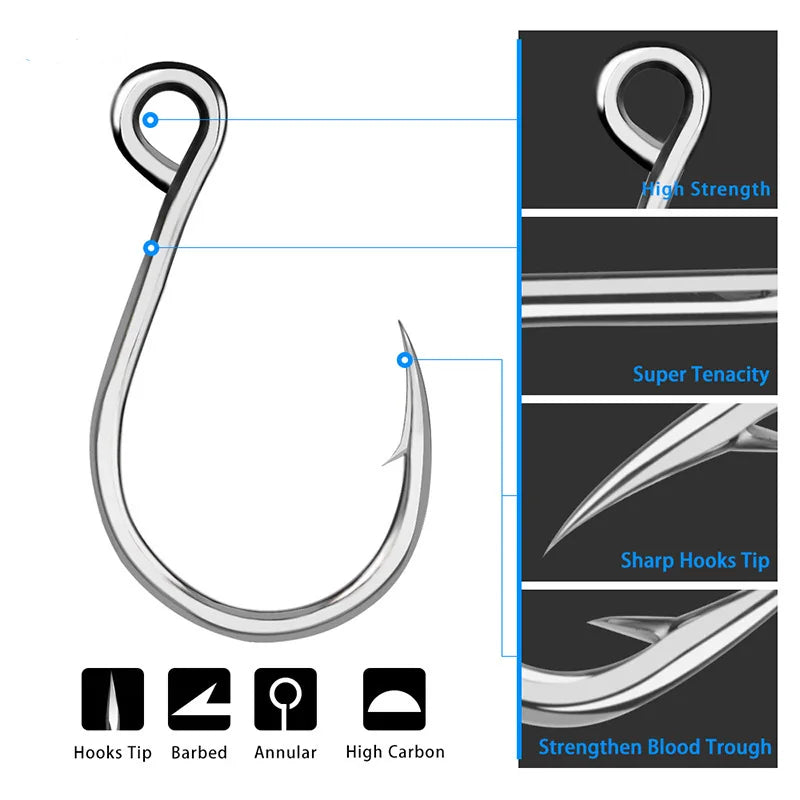 9KM Fishing Hooks 25Pcs Fishing Jigging Hook Carp Eye Worm Barbed Inline Hooks Saltwater High Carbon Steel Fishing Accessories