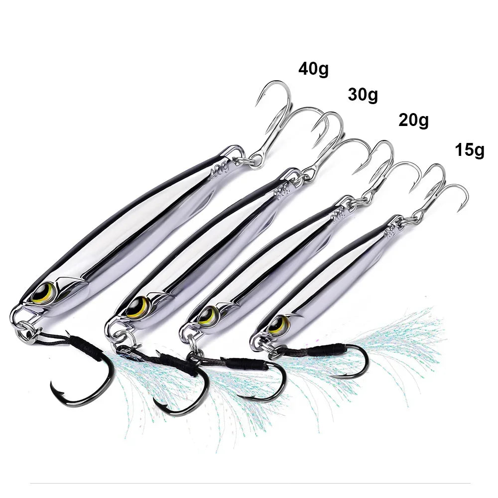 Metal Jig Bait 15g 20g 30g 40g Mackerel Artificial Hard Fish Lure Sinking Far Casting Jigging Bait Spoon Spinnerbait For Fishing