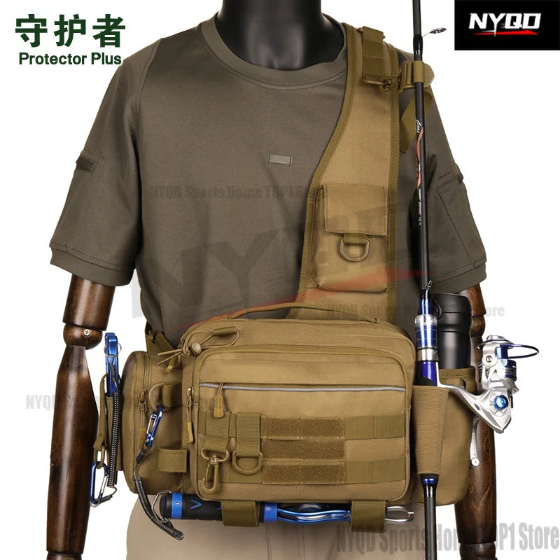 X229 Multi functional Roada Large Waist Bag Crossbody Fishing Bag Plug in Bag fishing rod Outdoor Backpack