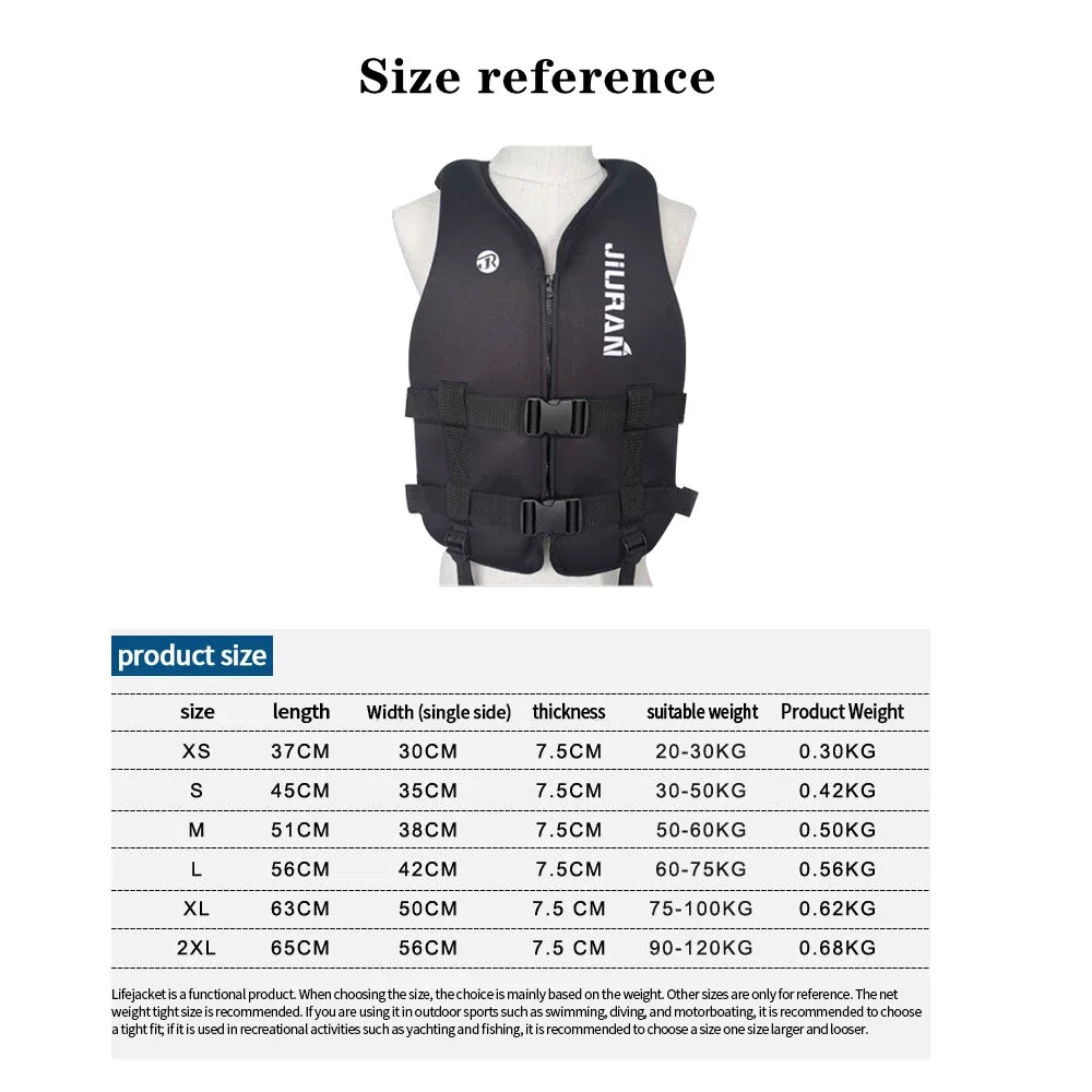 Neoprene Life Jacket Adult Kids Life Vest Water Safety Fishing Vest Kayaking Boating Swimming Surfing Drifting Safety Life Vest