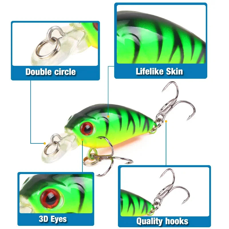 1 PCS Minnow Fishing Lure 45mm 3.8g Crankbait Hard Bait Topwater Artificial Wobbler Bass Japan Fly Fishing Accessories