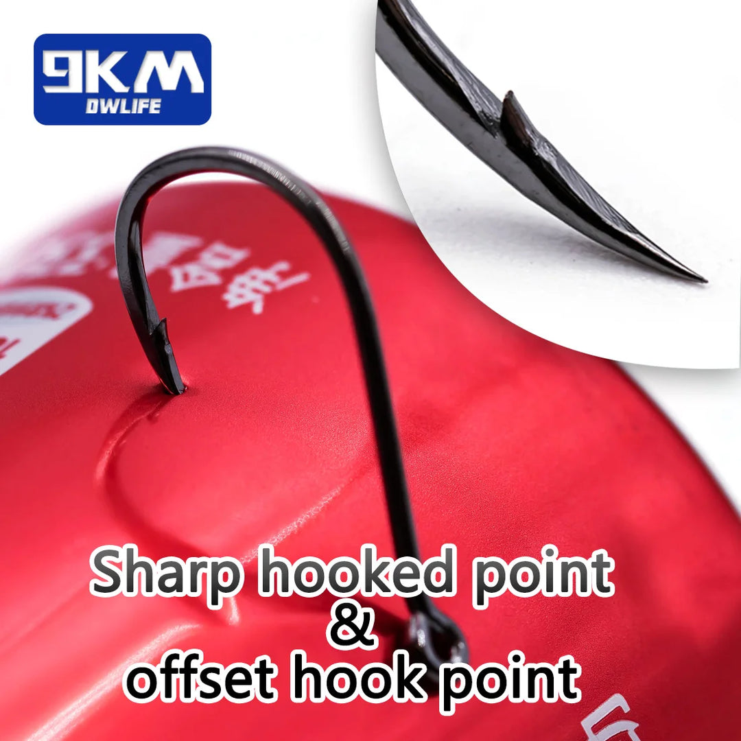 9KM Fishing Hooks 50~200Pcs Saltwater Fishing J Hooks Strong Sharp Needle Point Barbs Ringed Eye Saltwater Fishing Octopus Hooks