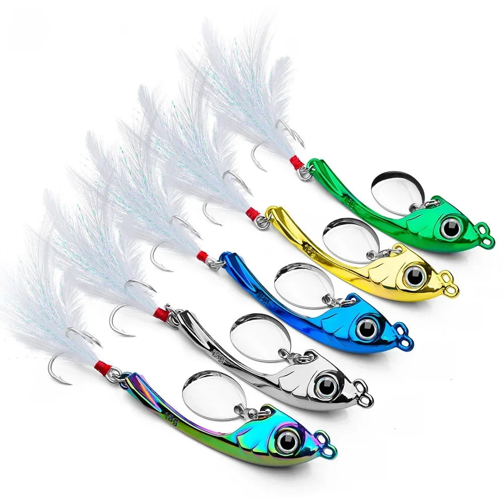 Spinner Bait 7g 10g 15g Metal Vib Fishing Lure Trolling Rotating Spoon Wobbler Sinking Hard Bait With Sequin Pesca For Bass Pike