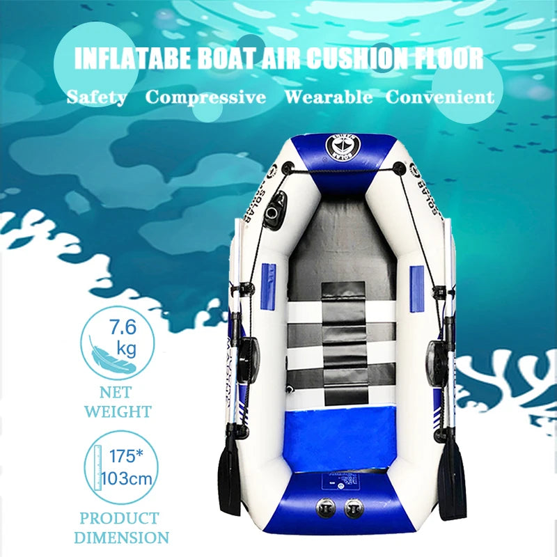 1 Person 175cm Fishing Boat Safety Inflatable Boat 0.7mm PVC Rowing Kayak Canoe Raft Dinghy Hovercraft Water Ship Board Floor