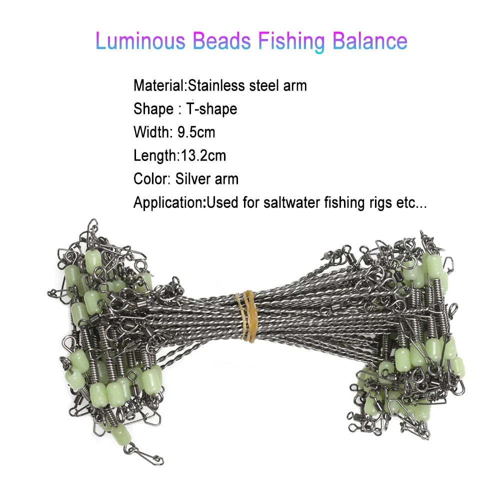 LIONRIVER 3 Way Cross line Rolling Swivel Luminous Bead Fishing Balance Ocean Rig Connector Saltwater Fishing Tackle Accessories