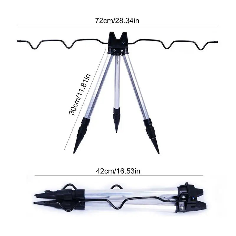 Practical Aluminum Alloy Telescopic 4 Groove Fishing Rod Holder Collapsible Tripod Stand Sea Fishing Pole Bracket Fishing Tool