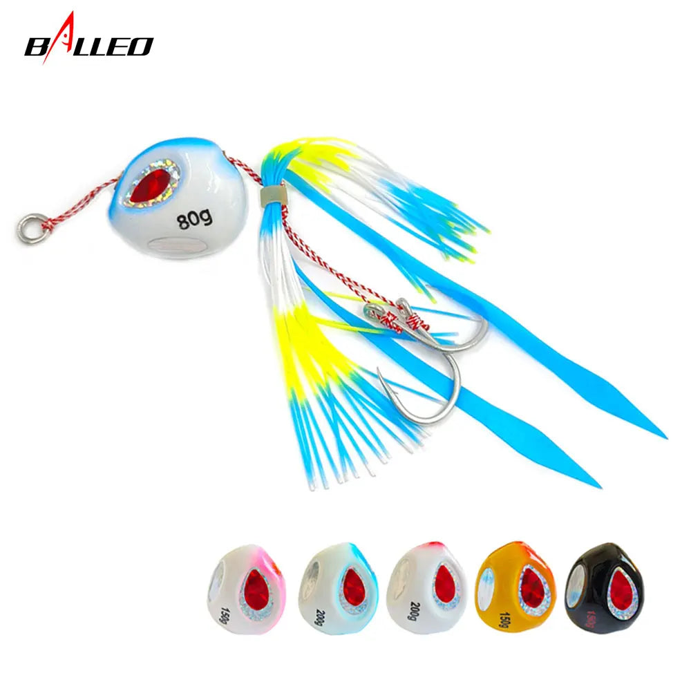 Tenya Metal Jig Head Slider Kabura 60-200g Rubber Skirt Grouper deep sea bream Artificial Jigging  Fishing Bait