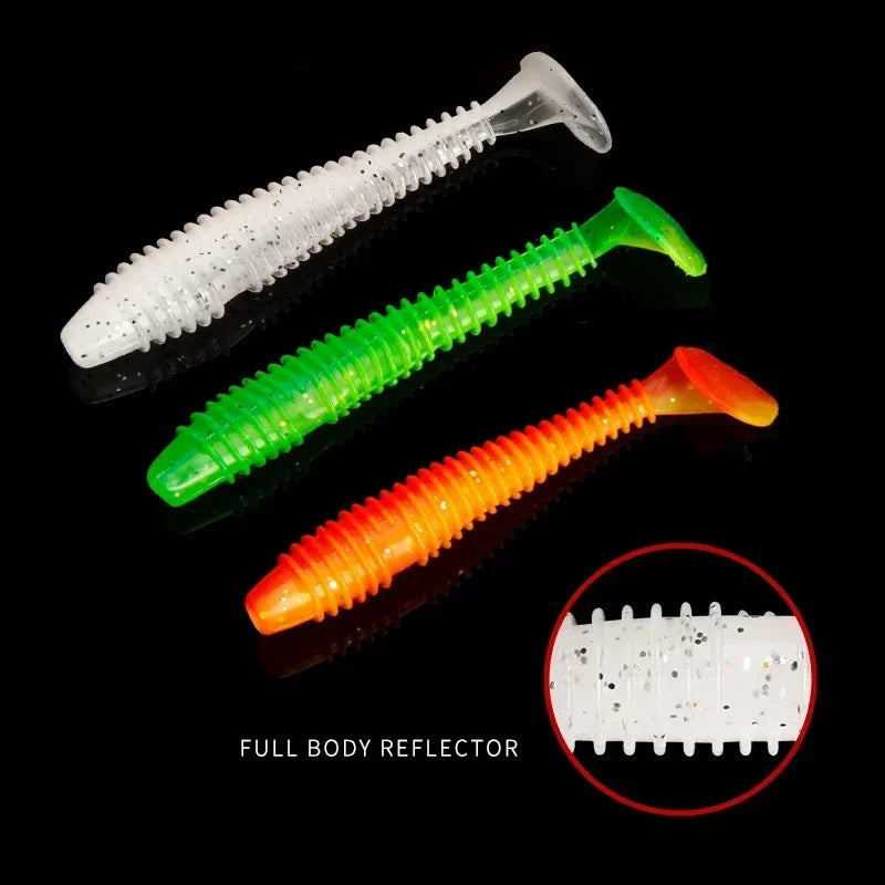 10pcs/Lot Soft Lures Silicone Worms Baits 4.5cm 6cm 7cm Jigging Wobblers Fishing Lures Artificial Swimbaits For Bass Carp Tackle