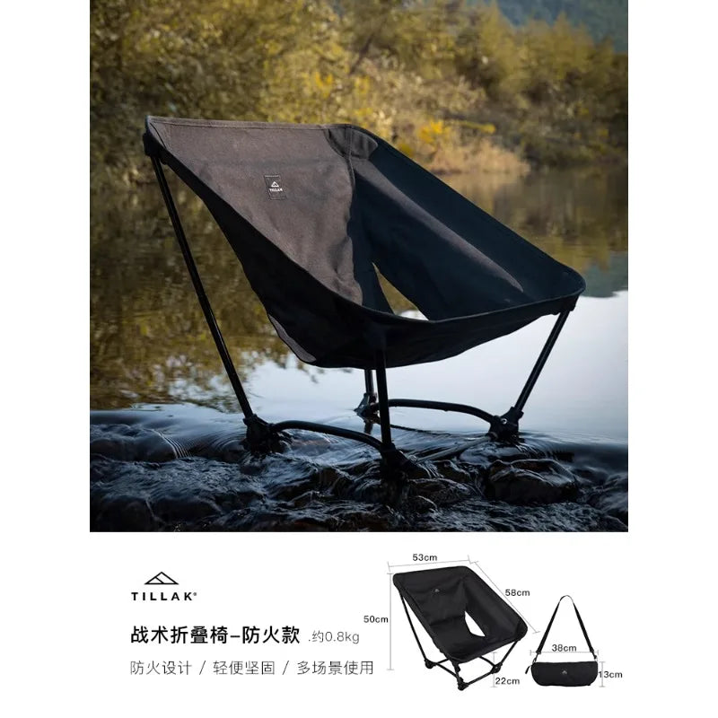 Tillak Lightweight Moon Chair Outdoor Camping Campfire Chair Square Beach Folding Chair Flame retardant Tactical Floor Chair