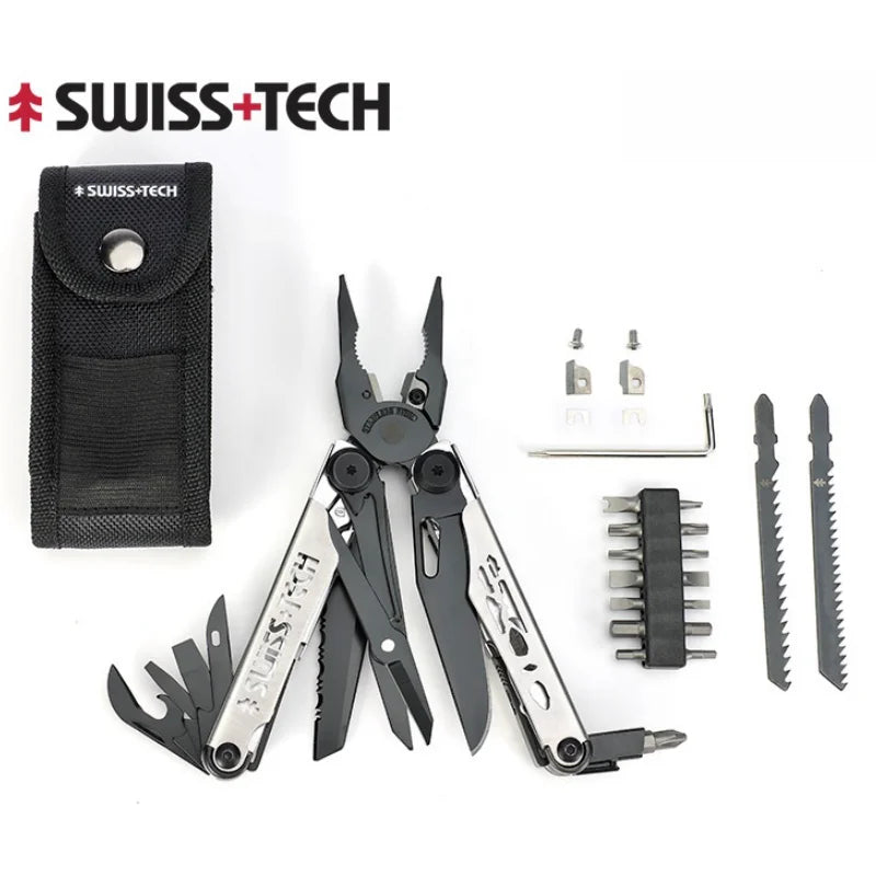 SWISS TECH 37 In 1 Replaceable Parts Manual Diy Multi Tool Folding Scissors Cutter EDC Survival Equipment Manual Pliers