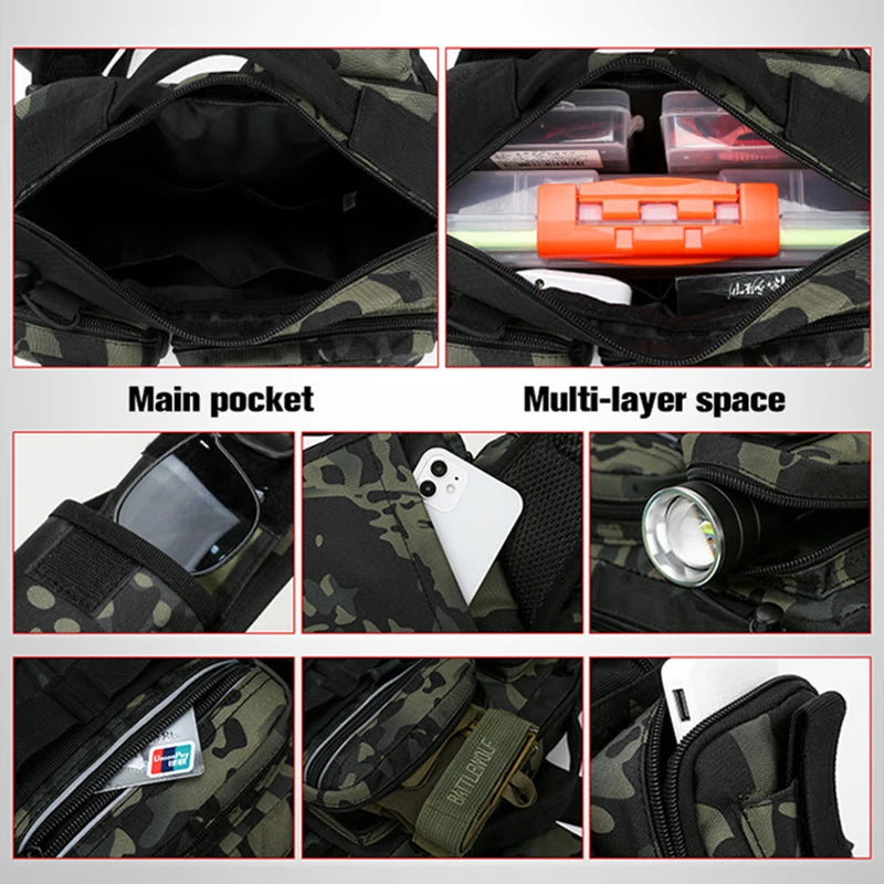 Fishing Storage Bag Single Shoulder Backpack Crossbody Tactical Bags Waist Pack Gear Utility Storage Camping Bag X232W