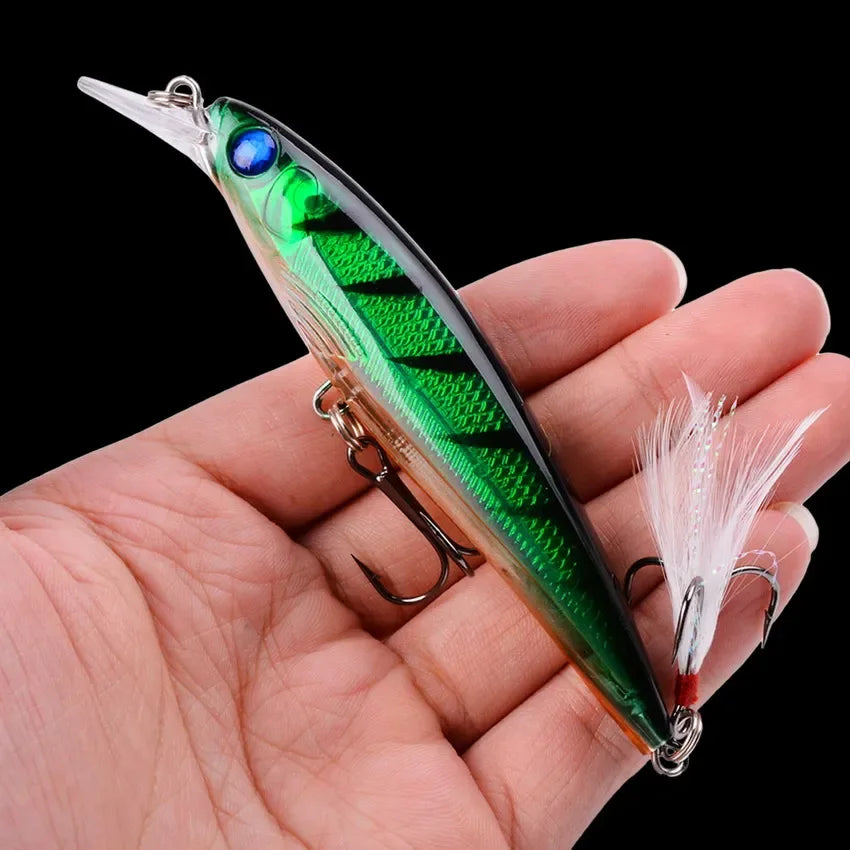 1PC Laser Minnow Fishing Lure 11CM 13G pesca hooks fish wobbler tackle crankbait artificial japan hard bait swimbait