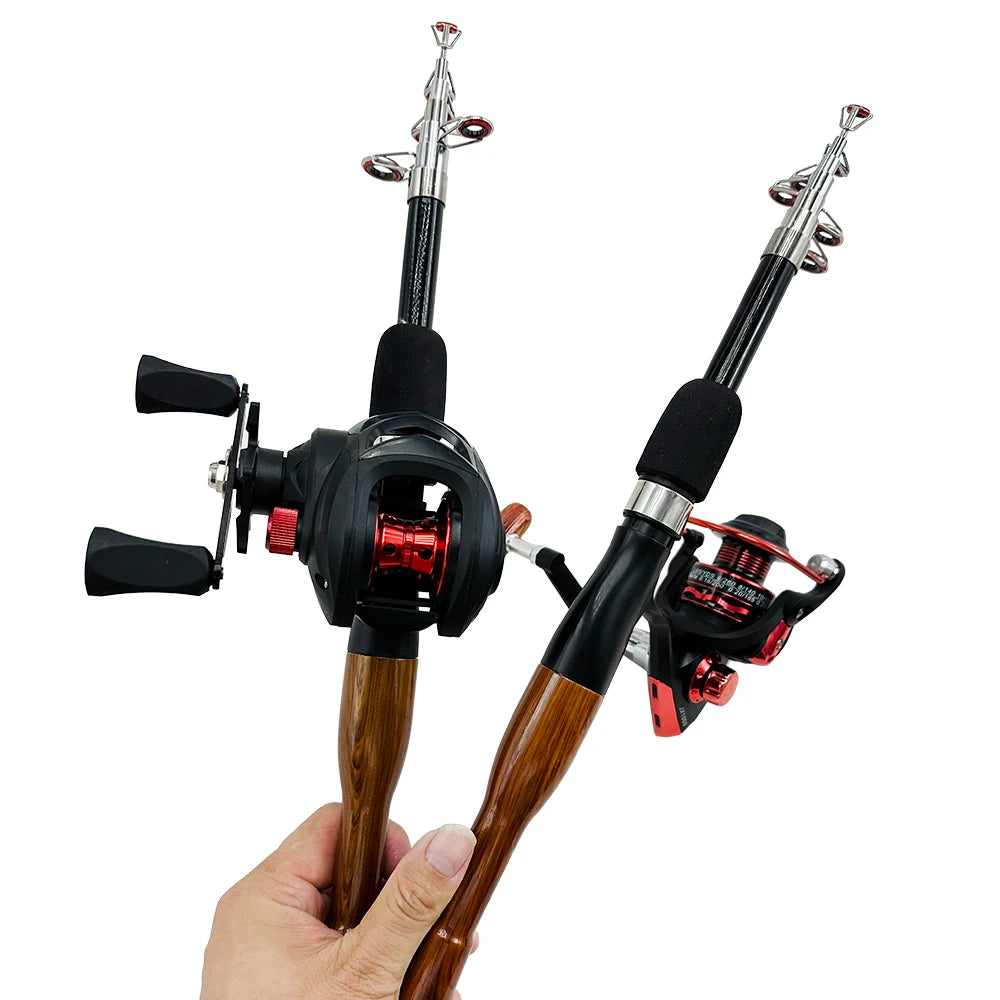 Ultralight Casting Fishing Rod Combo Telescopic Rods 19+1BB Baitcasting Reel Bass Fish Tackle Saltwater 1.3m-1.8m Max Drag 8kg