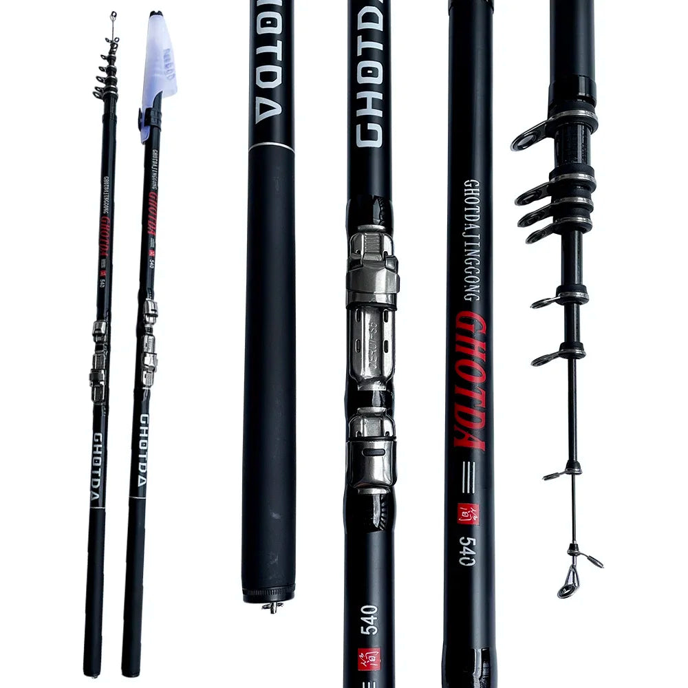 GHOTDA Surf Rod Telescopic Rock Fishing Rod Travel Spinning Power Throw Surfcasting Shore Casting Pole 2.7M/3.6M/4.5M/5.4M/6.3M