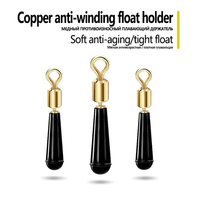 10pcs/lot Fishing Float Holders  B Shape Copper Ring Connect 360 Degree Freely Rotating Swivels Silicone Holder Fishing Tackle