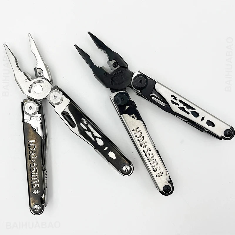 SWISS TECH 37 In 1 Multitool Pliers Folding Multi Tool Scissors Cutter  EDC Outdoor Equipment with Replaceable Saw Blade