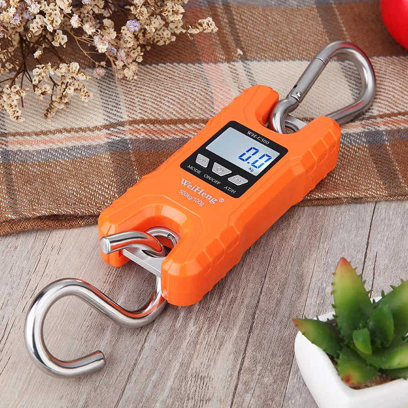 500kg/100g Crane Scale 0.2kg-500kg Industrial Heavy Duty Hanging Scale LCD Digital Electronic Scale with Stainless Steel Hook