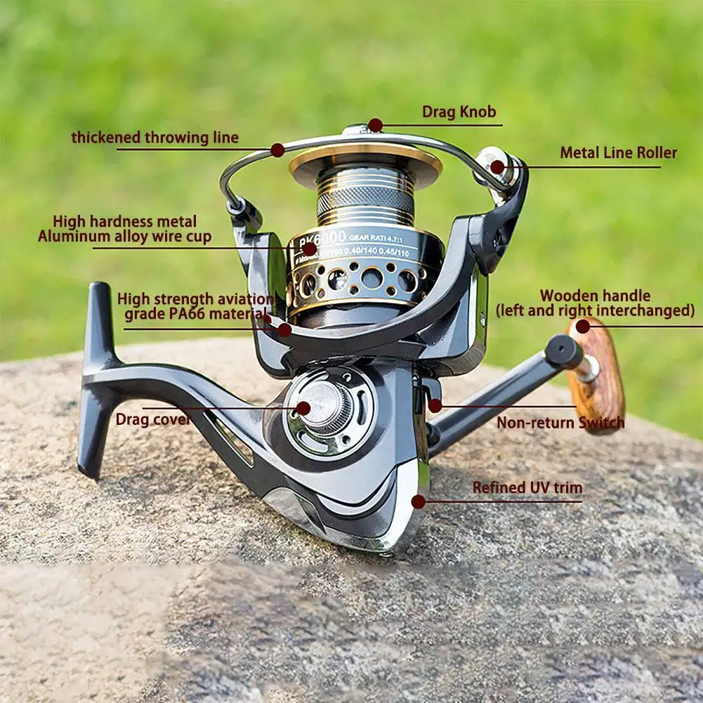 YFASHION Spinning Fishing Reel Gear Ratio 5.2:1/4.7:1 13bb Bearing Long Casting Stainless Steel Bk2000-7000 Fishing Reel