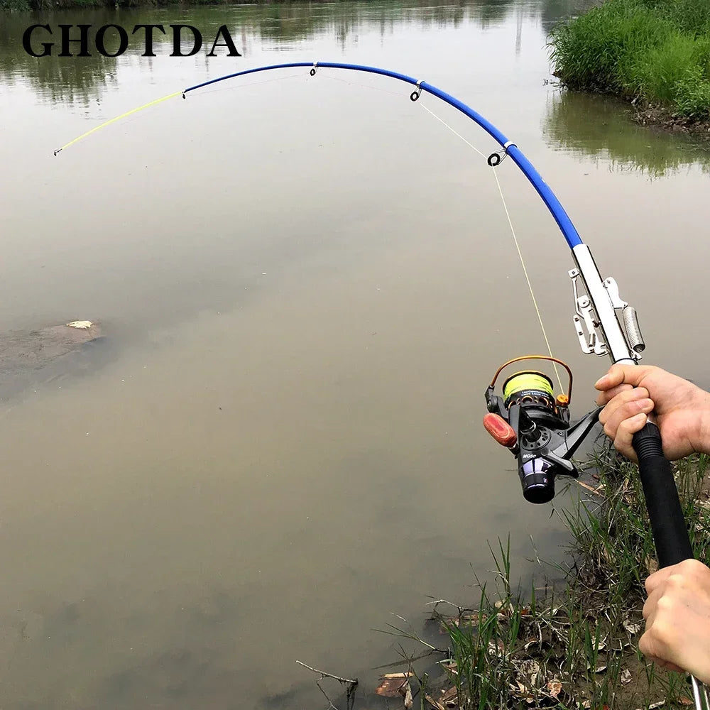 GHOTDA Automatic Fishing Rod 1.8-2.7M Sea River Fishing Telescopic Rod Spinning Ring Rod Self-Tapping Fishing Rod