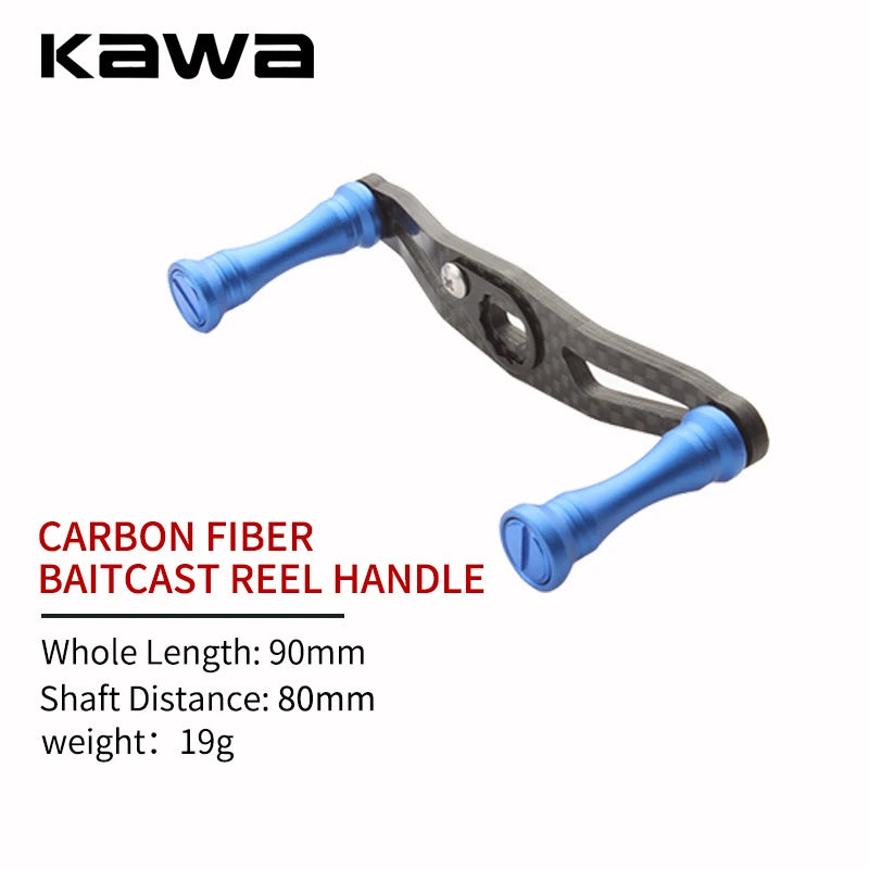 Kawa Fishing Reel Handle Carbon Fiber With Alloy Knob For S/ D/ A/ Baitcasting Hole Size 8*5/7*4mm Length 90mm DIY