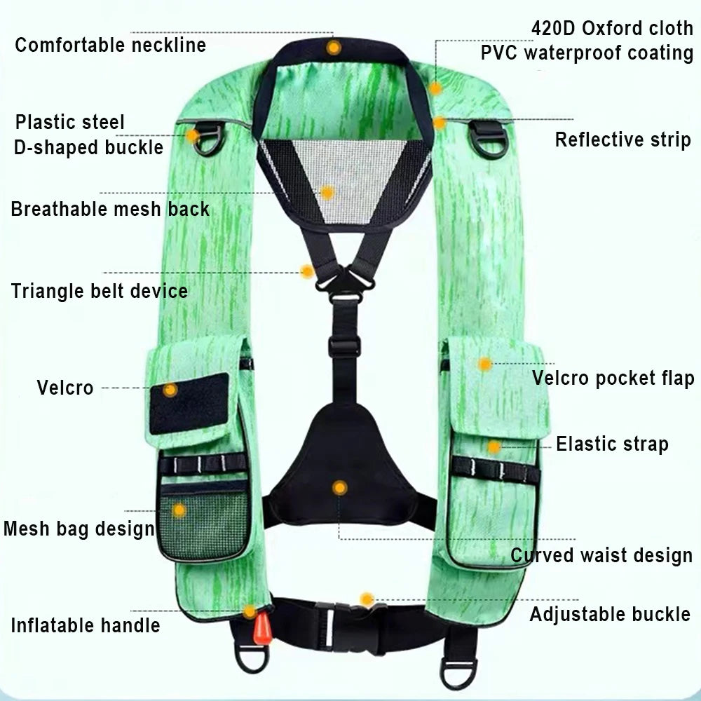 Manual/Automatic Inflatable Road Ya Lifejacket Adult Lightweight Marine Fishing Portable High Buoyancy Vehicle Vest Lifejacket