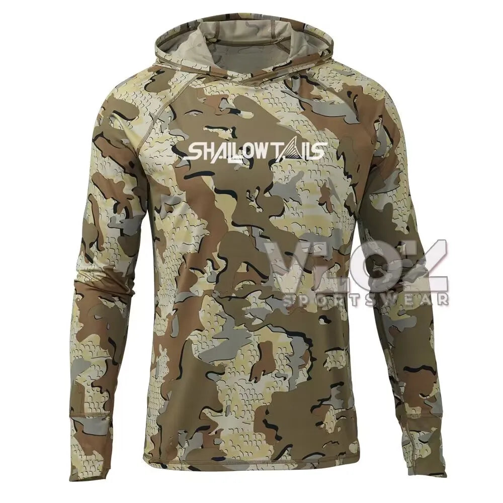 Shallow Tails Hood Fishing Shirt Professional Men Long Sleeve Fish Jersey Hoodie Breathable UV Protection UPF50+ T-shirt Apparel