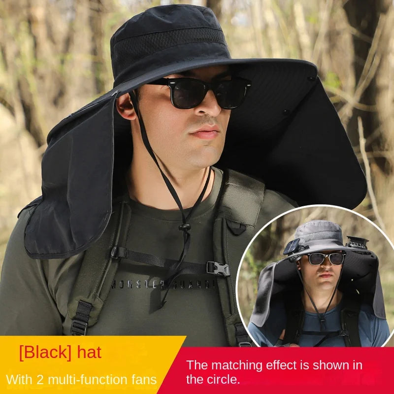 Fisherman Hat Sombrero Hat Summer Men Outdoor Fan Cap multi-purpose Rechargeable Big Wind Power Hat Big Brim Mountaineering Big