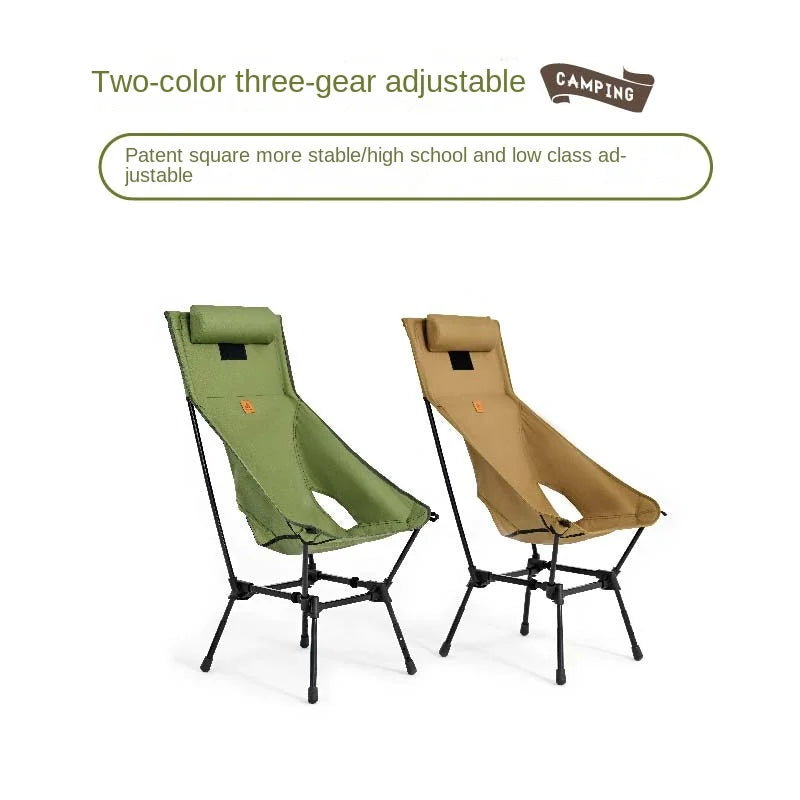 XK Outdoor High and Low Dual-Purpose Camping Chair Folding Chair High Backrest Square Moon Chair