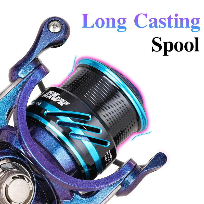 TSURINOYA Shallow Spool 2000S 2500S 3000S HAWK 5.2:1 7kg Spinning Reel Drag Long Casting Stainless Steel Bearing Fishing Wheel