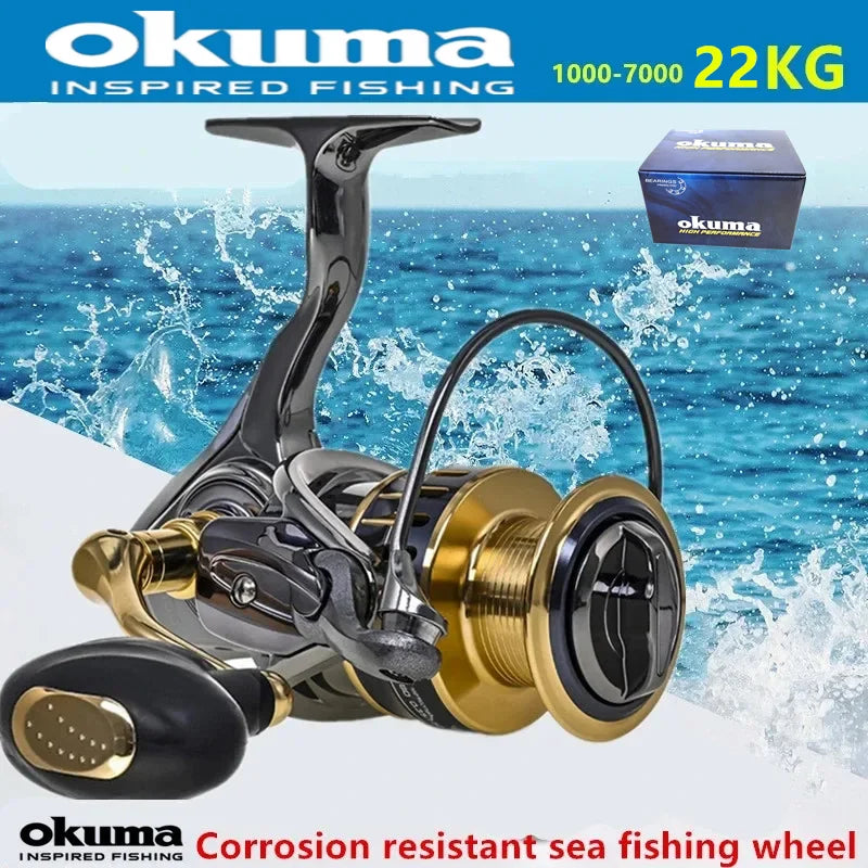 Okuma  Rotating Drum 22KG Resistance 13+1 Roll Zhuhai Fishing Spinning Wheel Full Metal Wire Cup Fishing Line Wheel 1000-7000