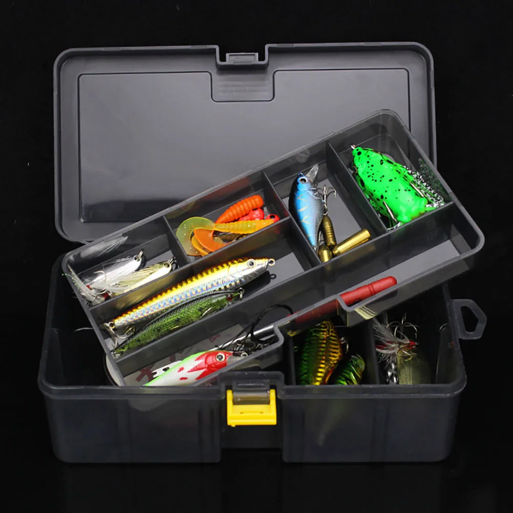 2 Layers Detachable Fishing Tackle Box Adjustable Fishing Bait Boxes Organizer Fishing Accessories For Artificial Bait