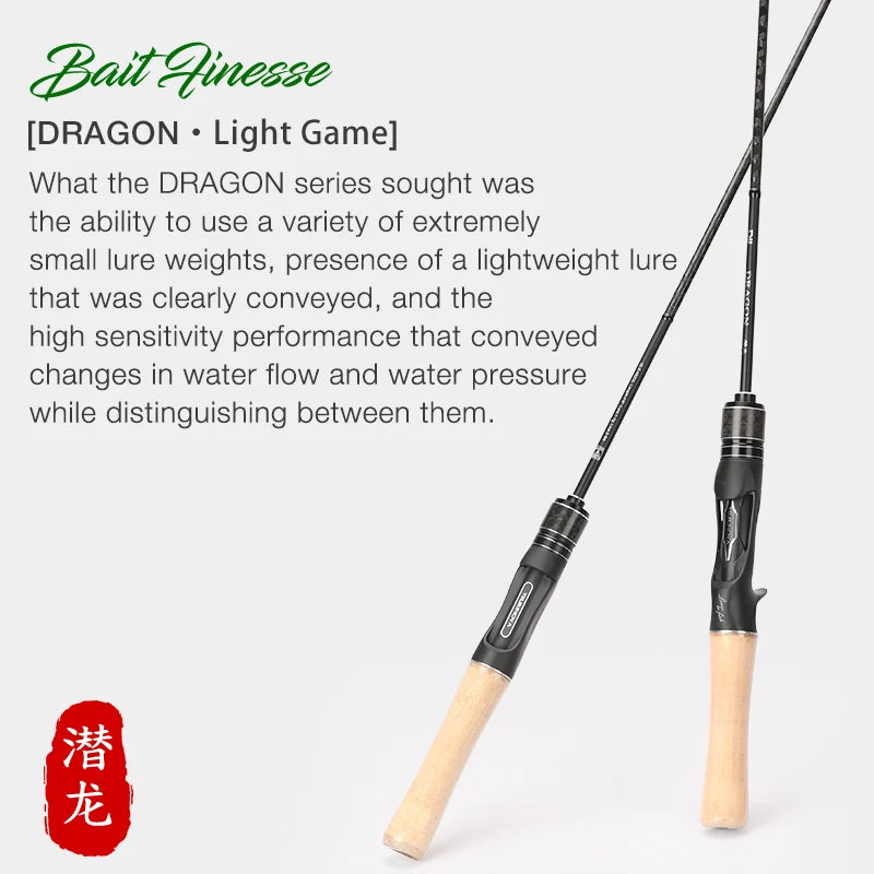 TSURINOYA DRAGON Light Game Fishing Rod 1.6m 1.8m UL Fast Action FUJI Guide Spinning Casting Carbon Rod For Trout Rochfish Bass