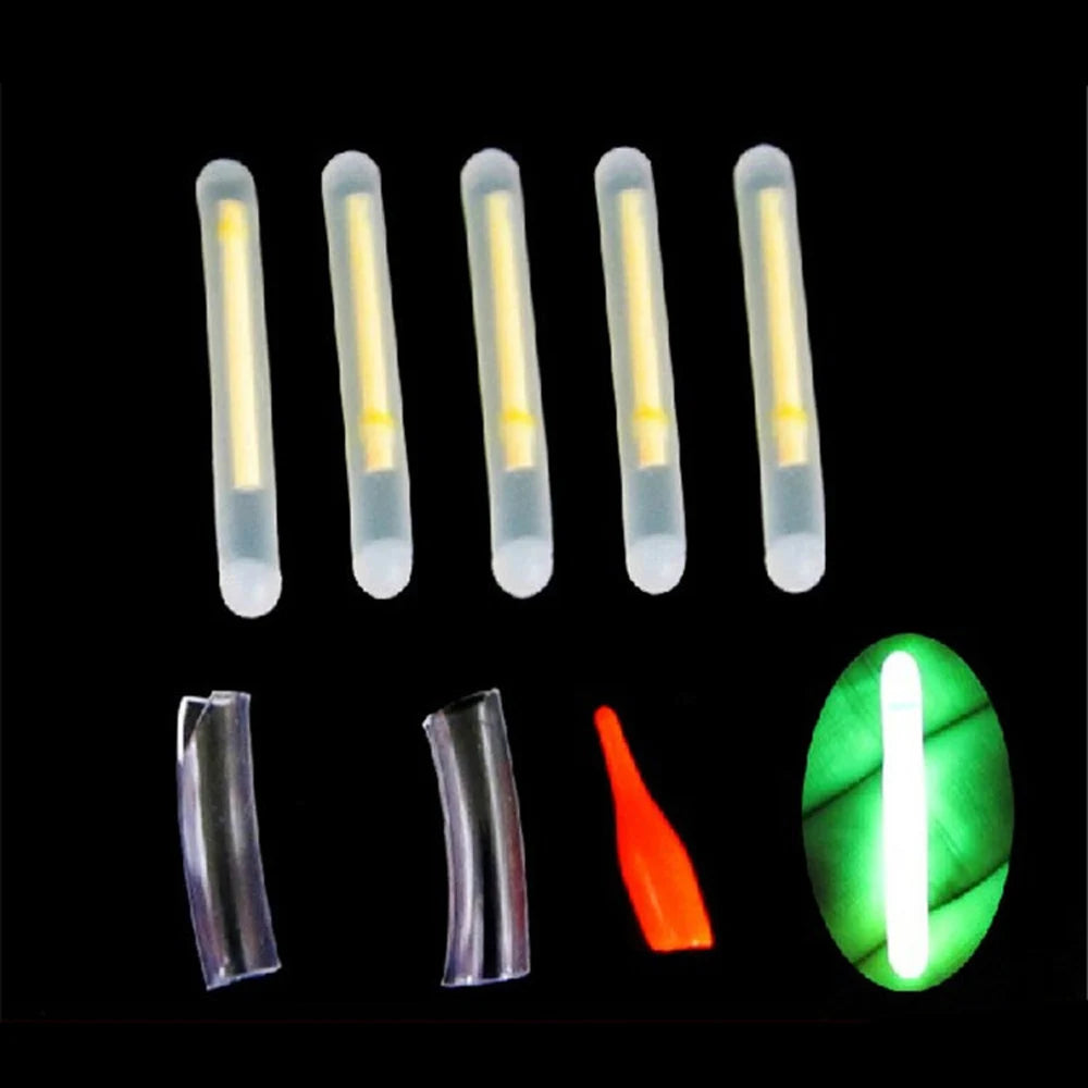 100pcs Night Fishing Float Sticks Lights Chemical Luminous Glow Light Stick In Green Color Fishing Rod Dark Stick Accessories