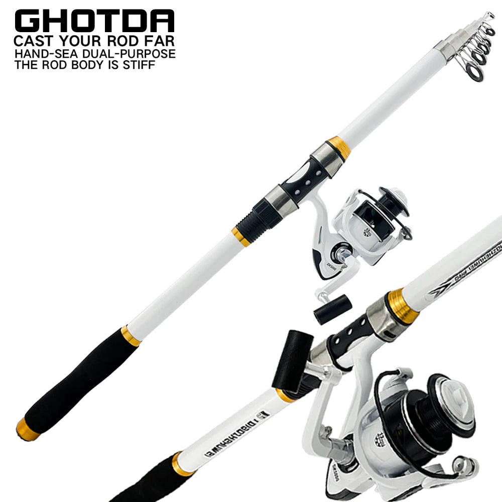 Lightweight Sea Pole Carbon Fiberglass 2.1/2.4/2.7/3.0/3.6M High-speed Rotating Fishing Reel Strong Durable Salty/Freshwater