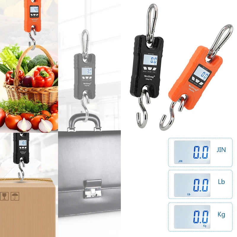 500kg/100g Crane Scale 0.2kg-500kg Industrial Heavy Duty Hanging Scale LCD Digital Electronic Scale with Stainless Steel Hook