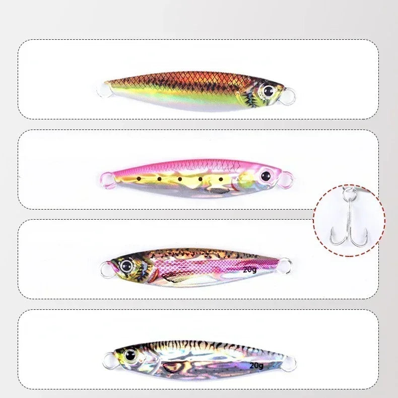 Sea fishing Slow Jig Metal Jigging Spoon Laser Artificial Bait Boat Fishing Jig 3D Print Lures Super Hard Fish Fishing Lures