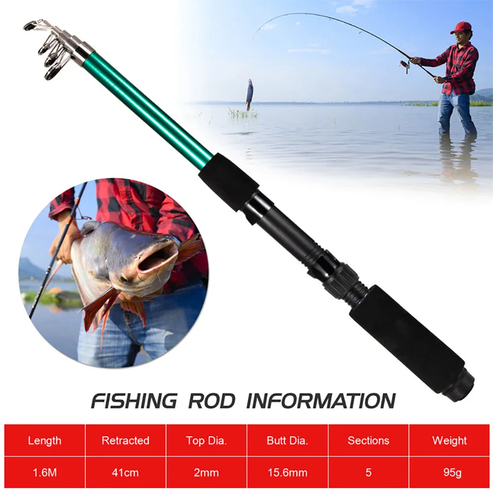 Fishing Rod & Reel Combo 127PCS Fishing Tackle Set Telescopic Fishing Rod Pole With Reel Hook Soft Tube Float Accessories