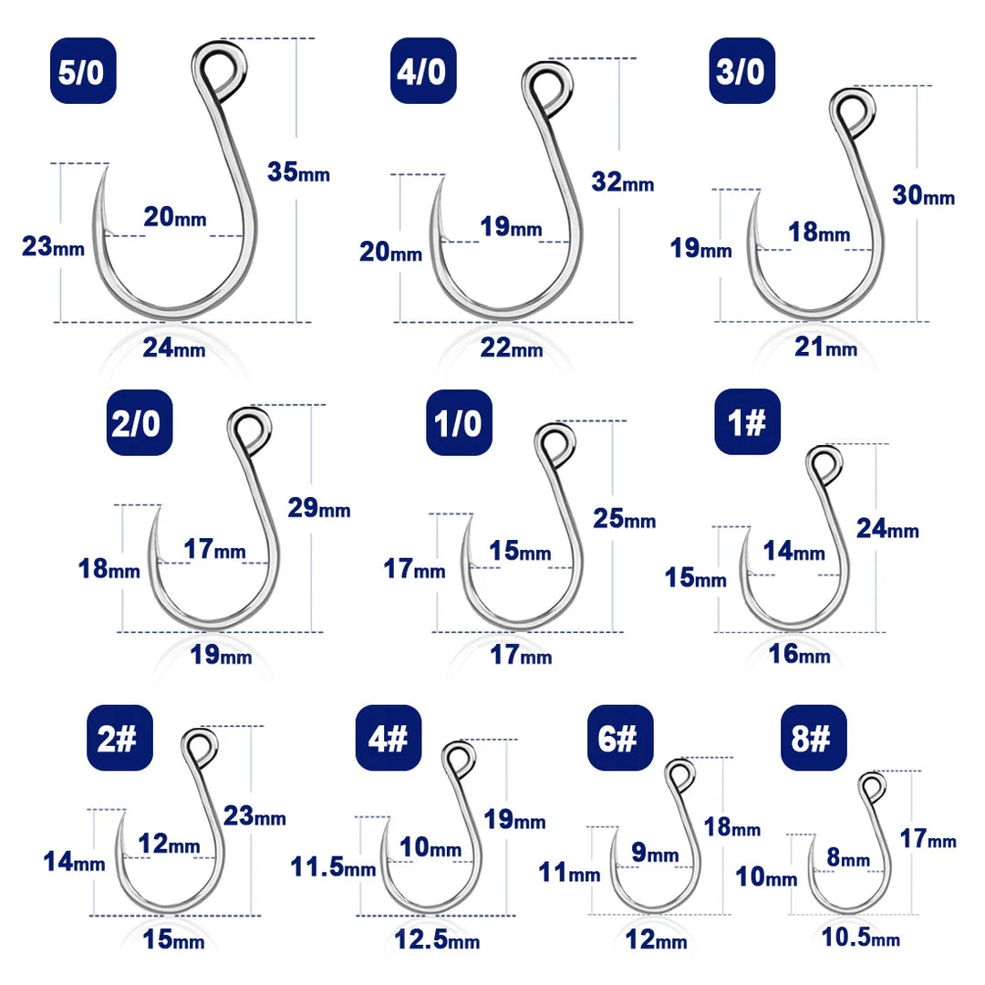 9KM Fishing Hooks 25Pcs Fishing Jigging Hook Carp Eye Worm Barbed Inline Hooks Saltwater High Carbon Steel Fishing Accessories