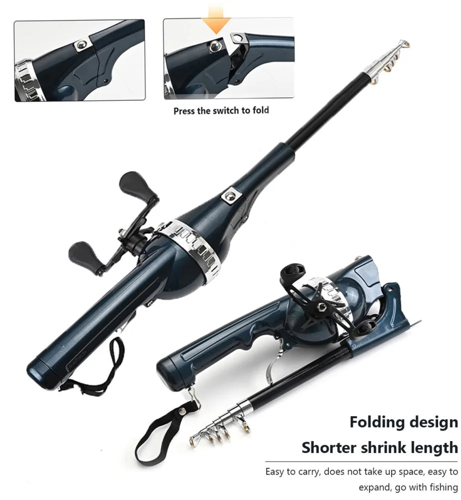 Fishing Pole Reel Combo 9.05in-51.6in Adjustable Lightweight Carbon Fiber Foldable Rod And 3.6:1 Ratio Reel Combo Wholesale