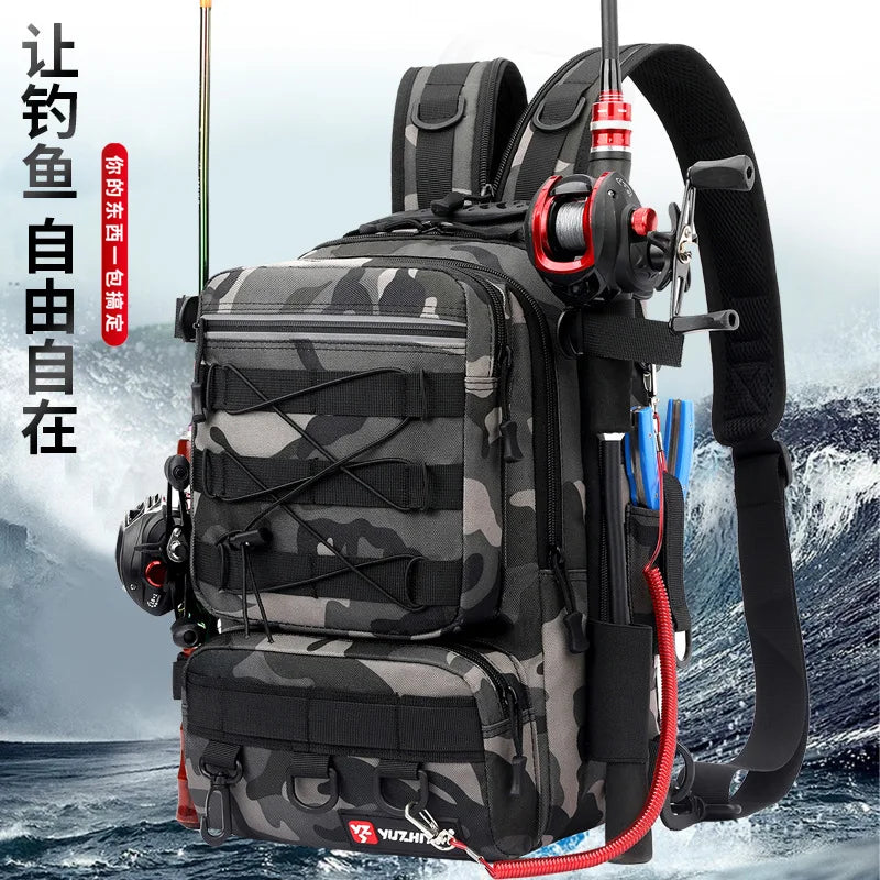 Travel Outdoor Backpack Sport Fishing Bag Large Capacity Backpack Crossbody Bag Camouflage Tactical Pack Y447