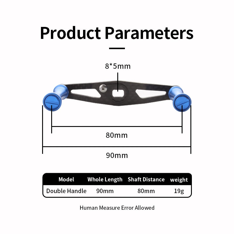 Kawa Fishing Reel Handle Carbon Fiber With Alloy Knob For S/ D/ A/ Baitcasting Hole Size 8*5/7*4mm Length 90mm DIY