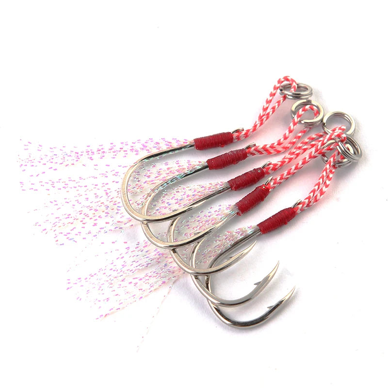 50pcs/box 10# to 20#  Any Size Choice Roped Weight Hook Domestic Hook Sea Jigging Mate Jig Assist Hook Fishing Tackle