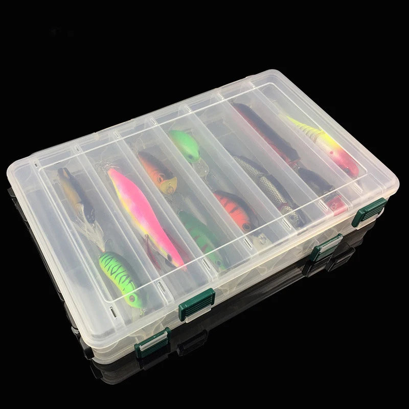 Double Sided 14 Compartments Fishing Tackle Boxes Lure Organizer Hook Bait Case Bait Container Box For Wobblers