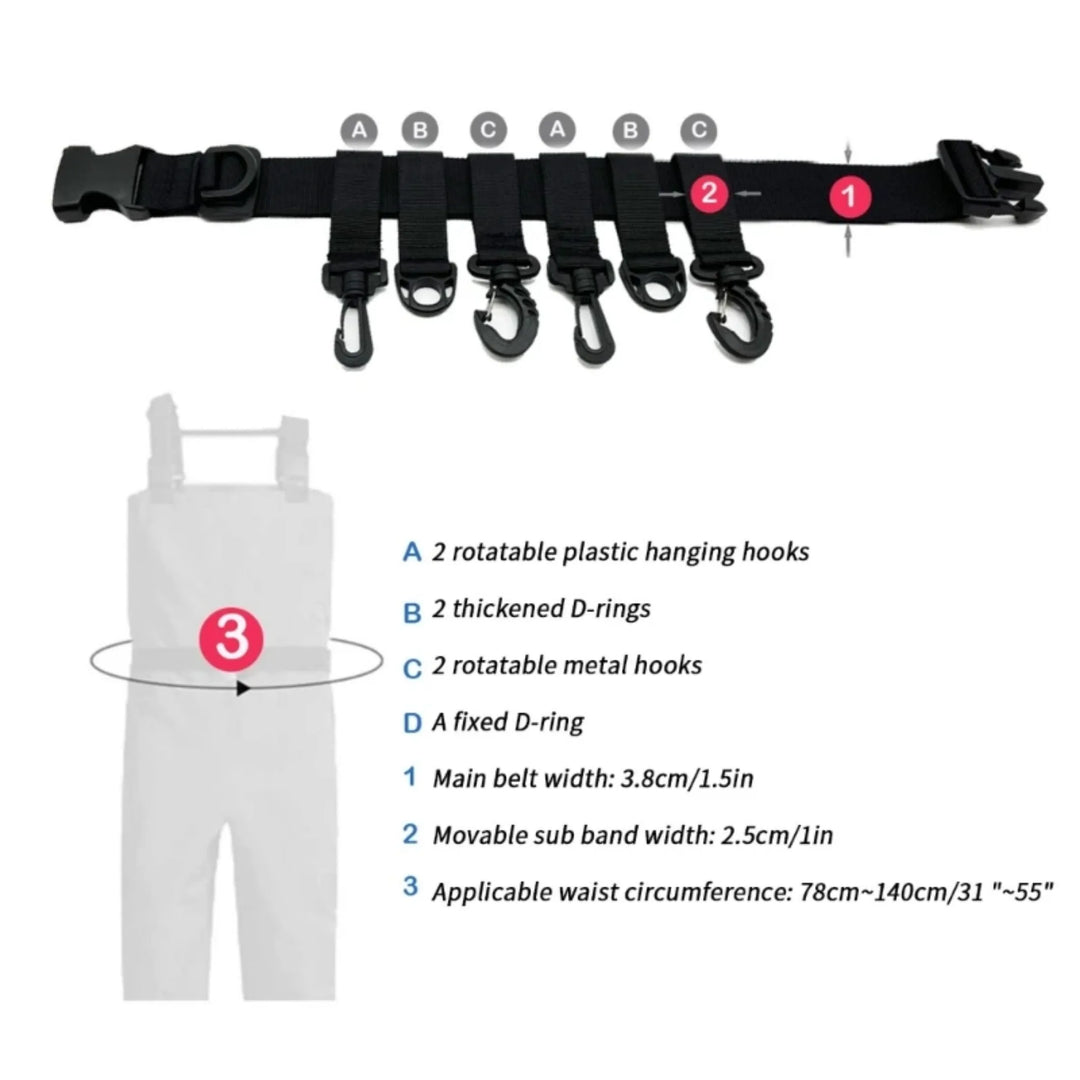 Portable Fishing Wader Belt Rod Holder Fishing Gear Tackles Accessories Adjustable Waist Belts Fishing Rod Holder Pole Inserter