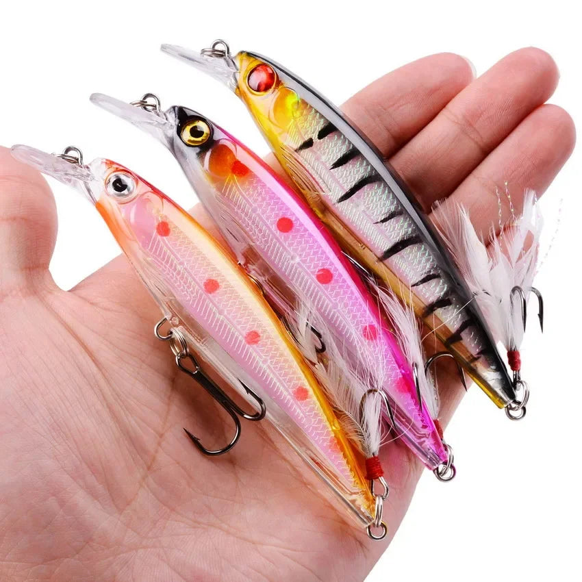 1PC Laser Minnow Fishing Lure 11CM 13G pesca hooks fish wobbler tackle crankbait artificial japan hard bait swimbait