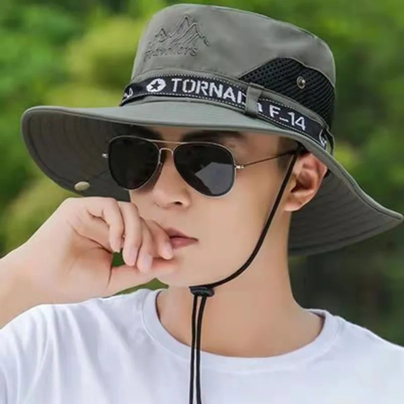 Summer Sun Protection Hat for Men Wide Brim Sun Hat Outdoor Travel Cycling Mountaineering Working Sun Cap Fishing Hat