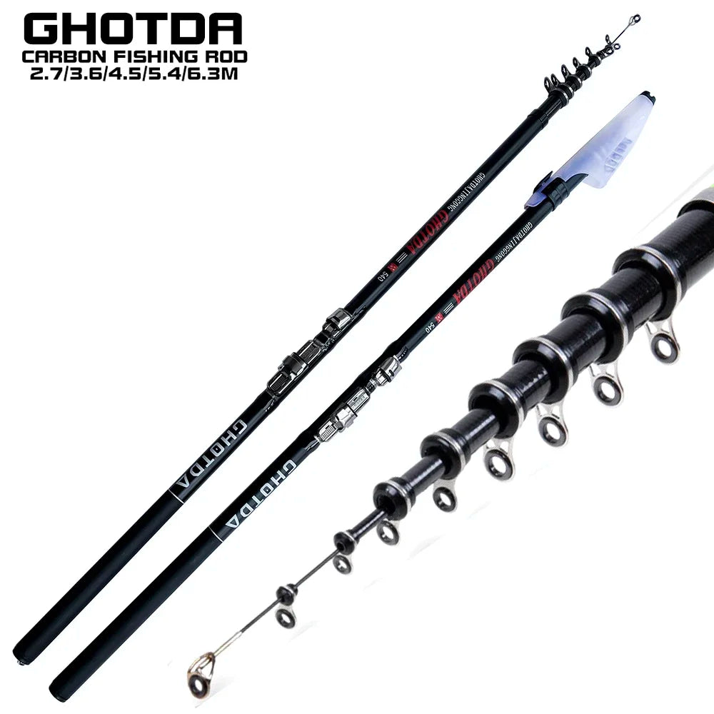 GHOTDA Surf Rod Telescopic Rock Fishing Rod Travel Spinning Power Throw Surfcasting Shore Casting Pole 2.7M/3.6M/4.5M/5.4M/6.3M