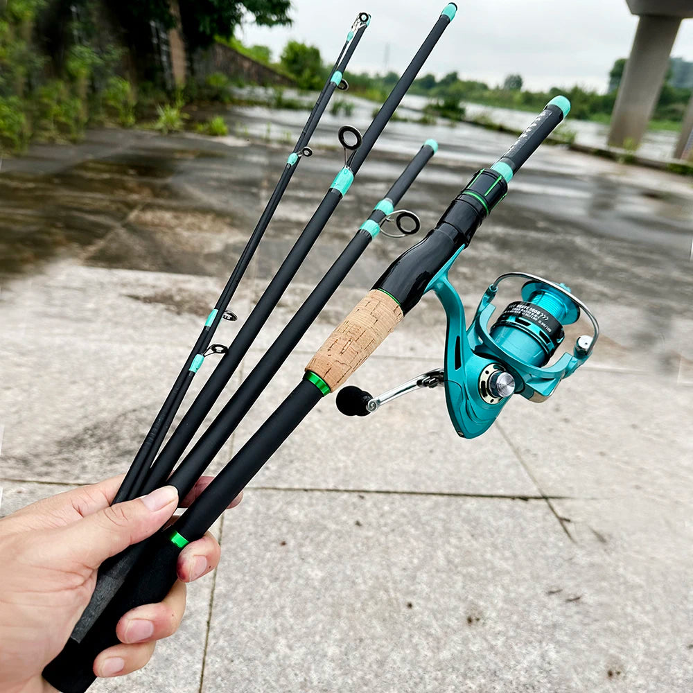 1.8m 2.1m Lure Fishing Set Spinning Rod Reel Combo Long Casting Jigging Fishing Kit 2000 3000 Size Reels Blue Carbon Fiber Pole