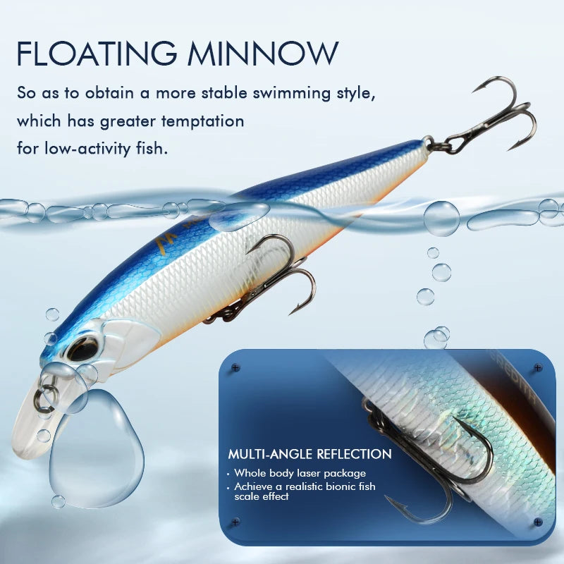 MEREDITH JERK MINNOW 100F 14g  Floating Wobbler Fishing Lure 24Color Minnow Lure Hard Bait Quality Professional Depth0.8-1.0m